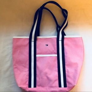 Vintage 90s Tommy Hilfiger pink canvas tote